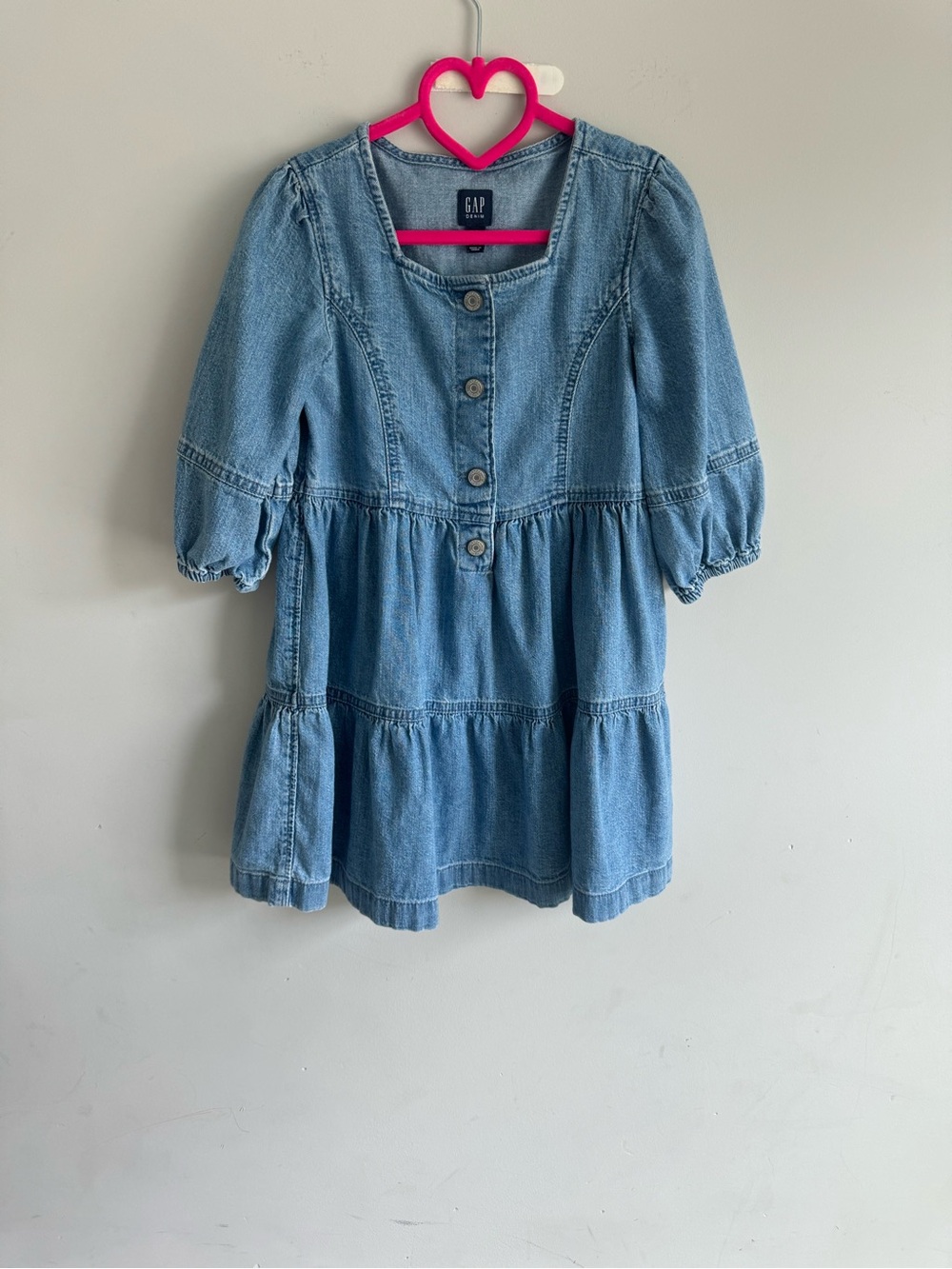 GAP Denim Blue Tiered Button-Front Kids Dress